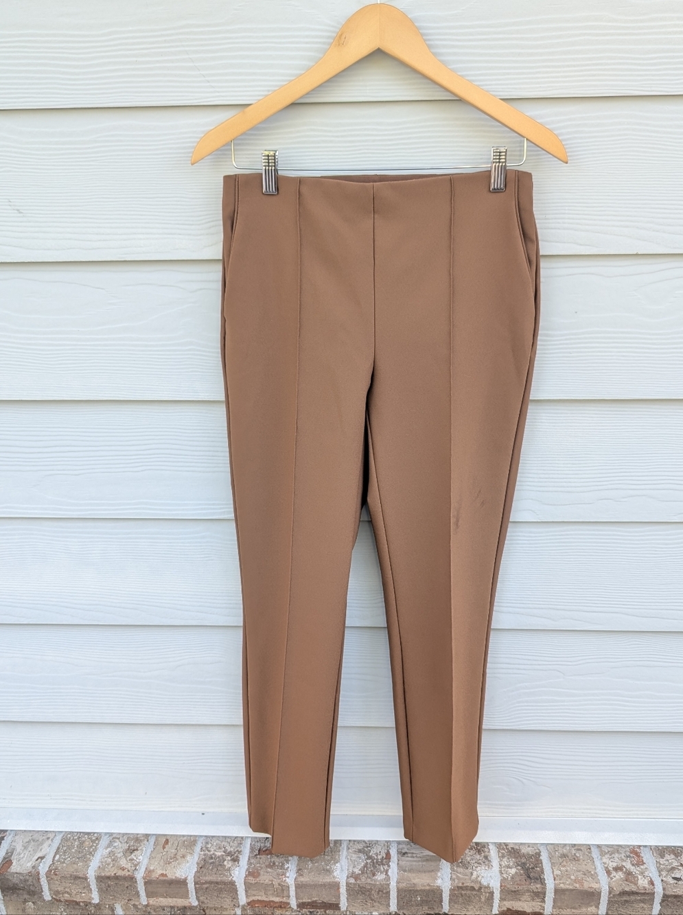 Rachel Zoe Pants Size S Brown High Rise Straight-Leg Pockets Classy Preppy Offic